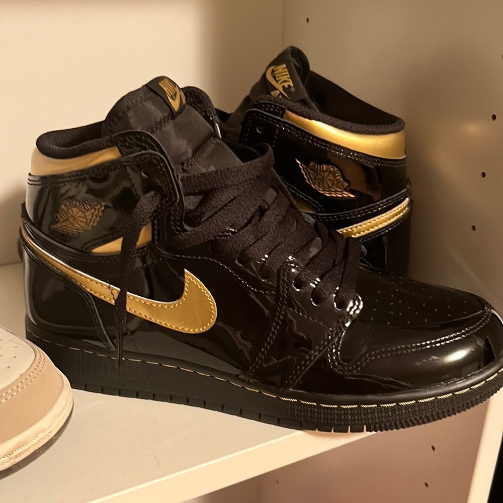 Black and Gold Metalic Jordan 1s